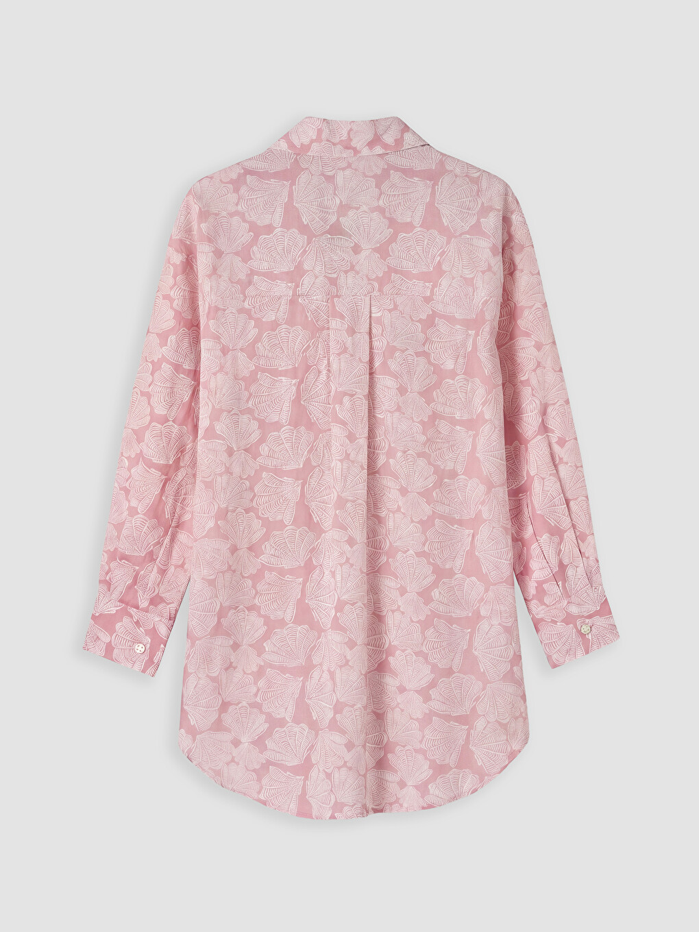Pembe Desenli Oversize Kadın Gömlek Tunik-2