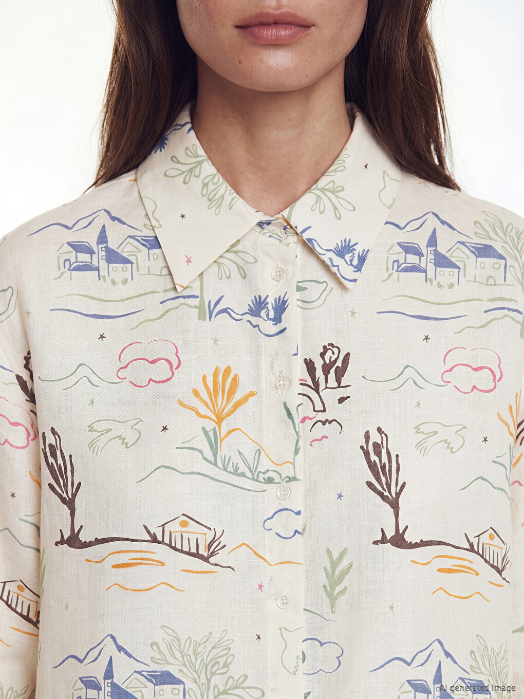Patterned Oversize Women's Shirt Tunic-2