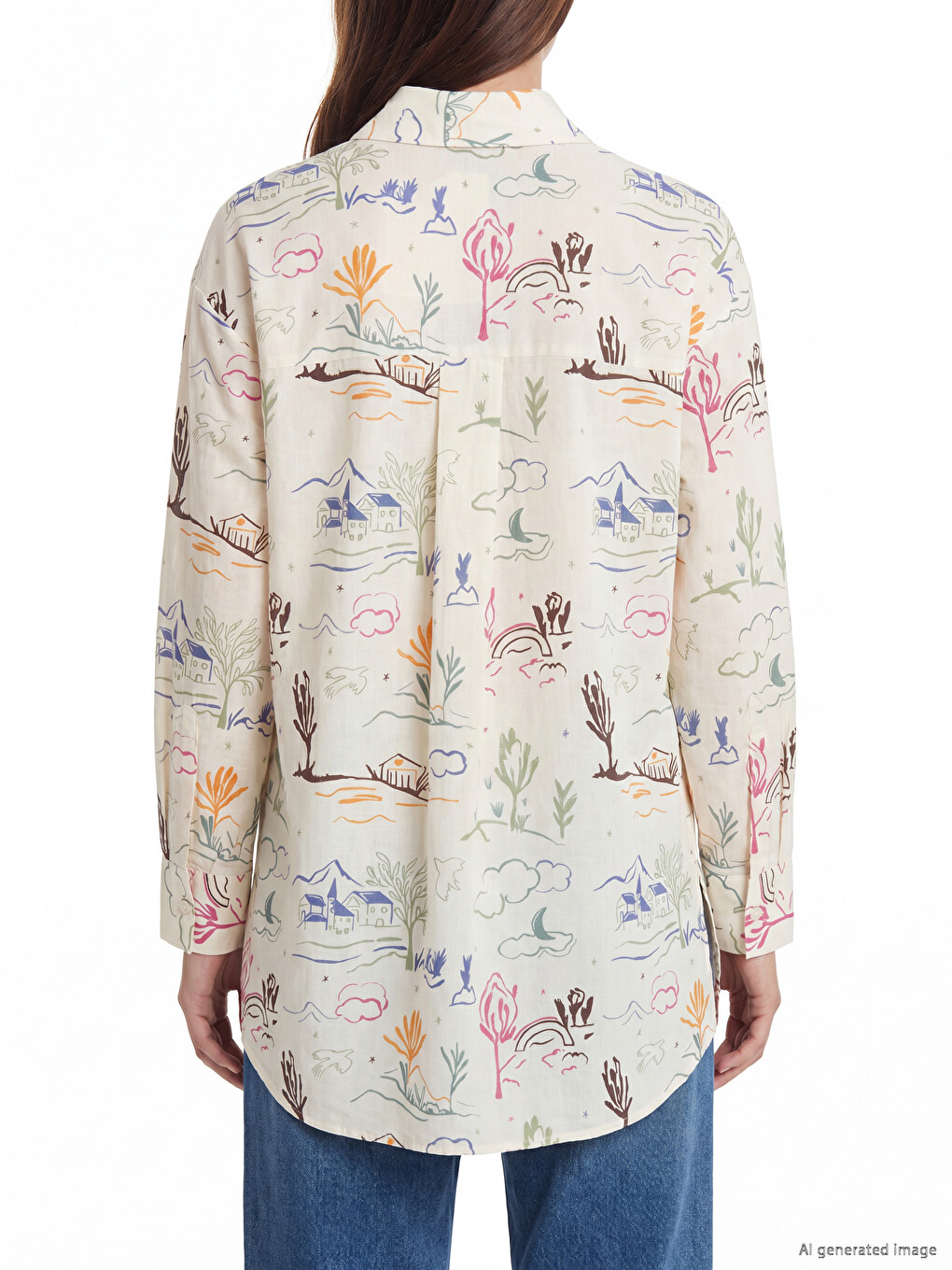 Patterned Oversize Women's Shirt Tunic-3