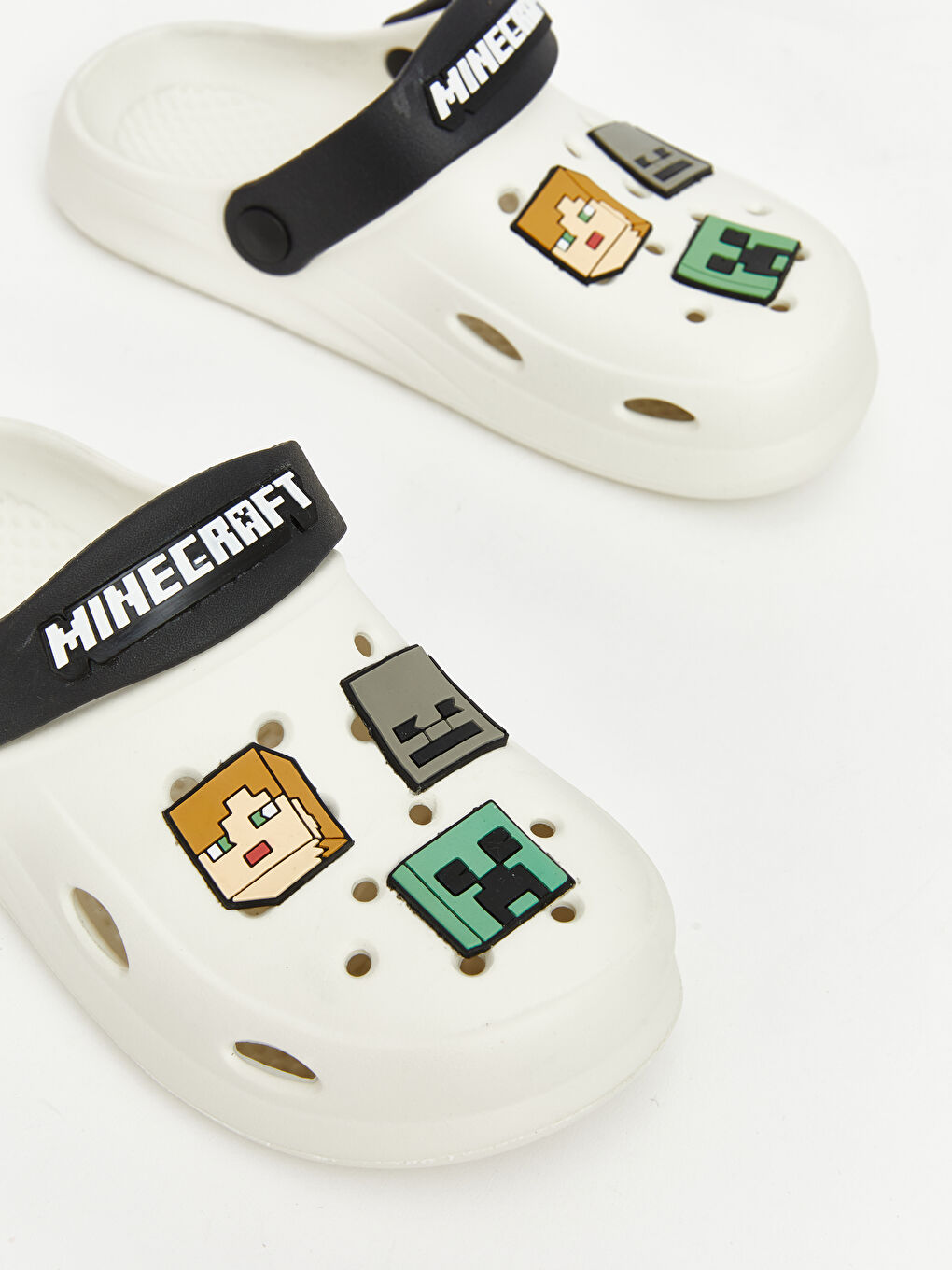 Beyaz Minecraft Baskılı Erkek Çocuk Sandalet-1