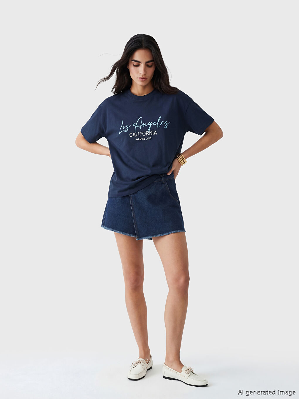 تي شيرت نسائي أوفراسايز مطبوع لوس أنجلِس-1