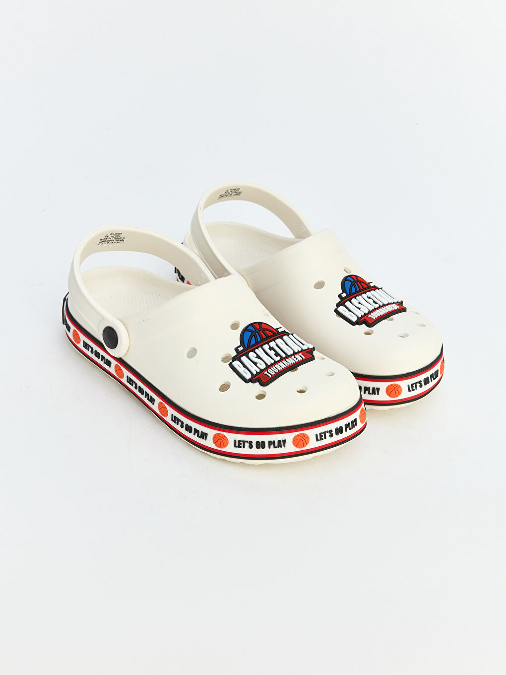 Beyaz Basketbol Temalı Baskılı Erkek Çocuk Sandalet
