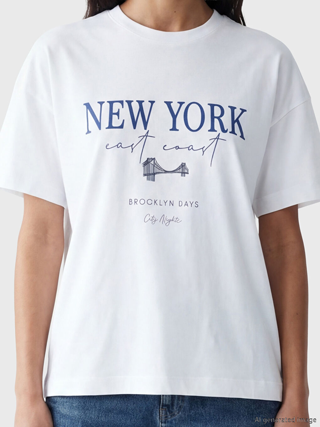 New York Printed Oversize Women's T-Shirt-1