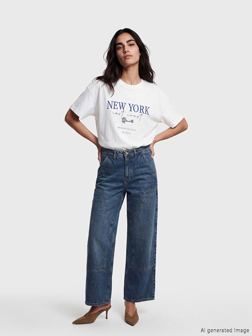 New York Printed Oversize Women's T-Shirt-2