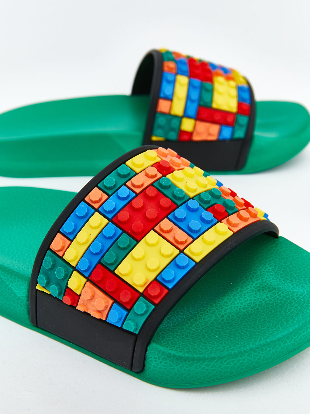 Yeşil Pop İt Desenli Erkek Bebek Terlik-2