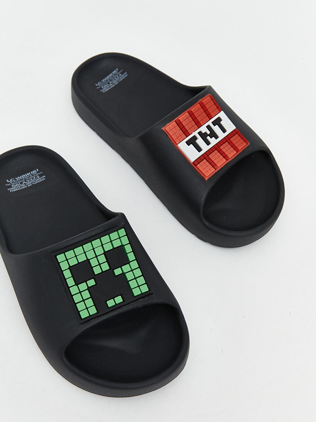 Siyah Minecraft Baskılı Erkek Çocuk Plaj Terliği-2