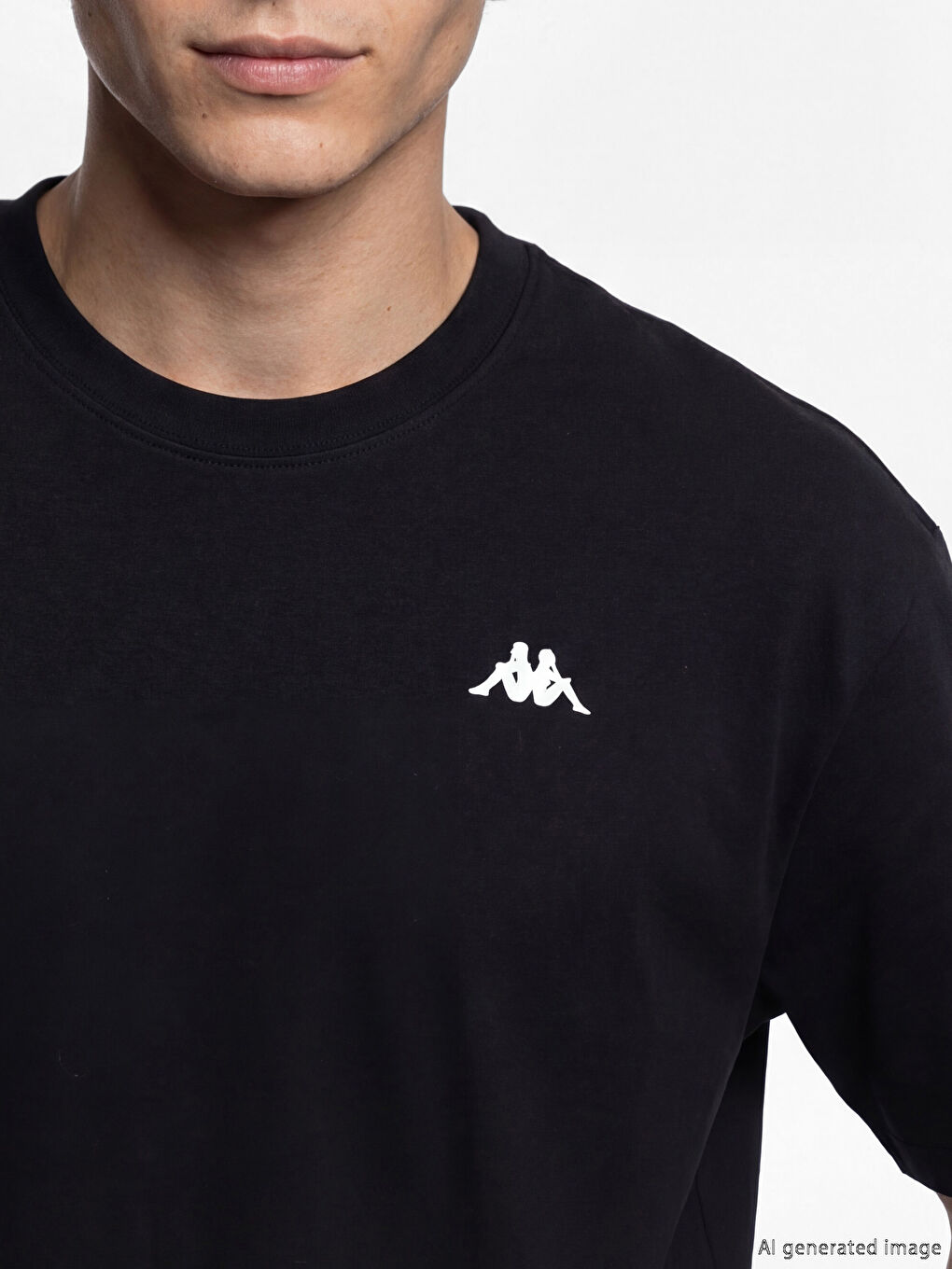 Siyah Bisiklet Yaka Baskılı Erkek Spor Tişört-2