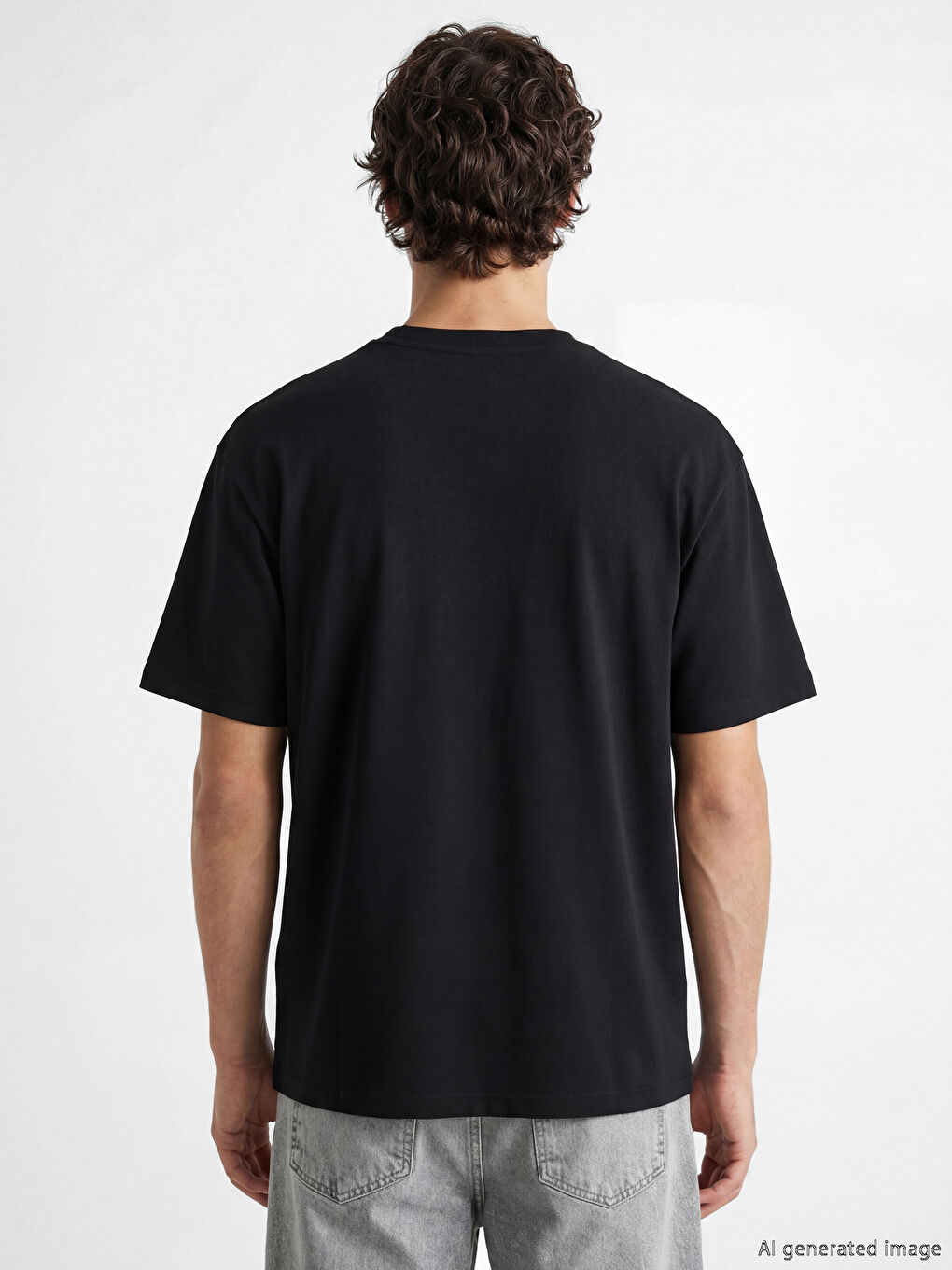 Siyah Bisiklet Yaka Baskılı Erkek Spor Tişört-4