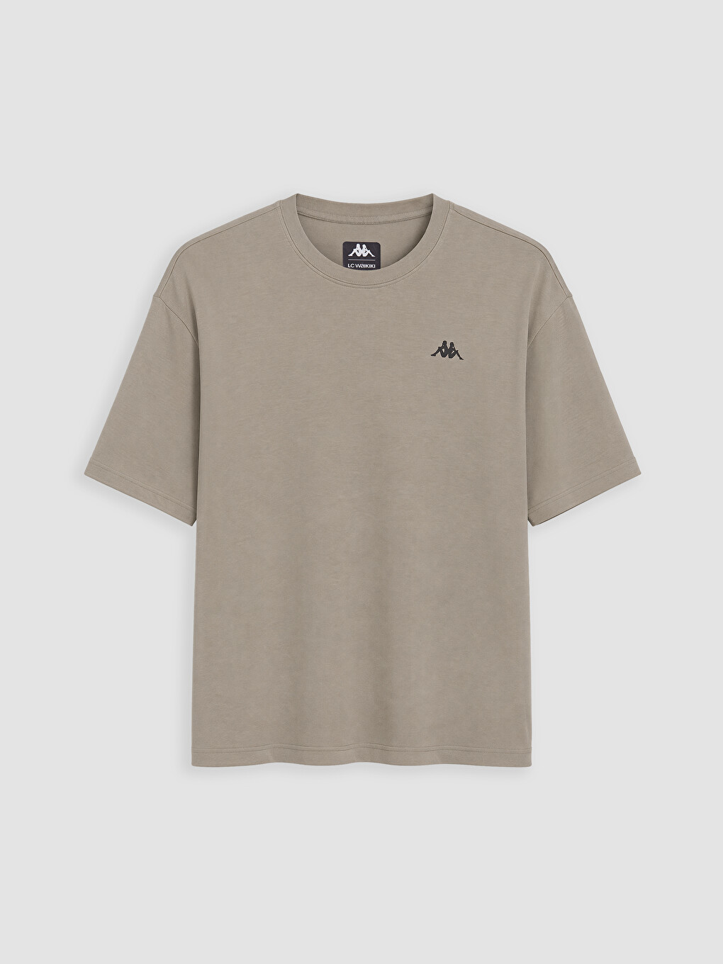 Bej Bisiklet Yaka Baskılı Unisex Spor Tişört
