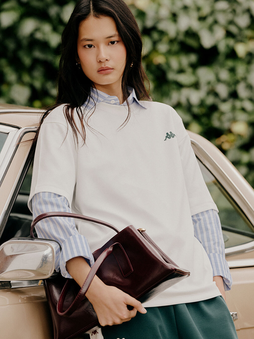 Ekru Bisiklet Yaka Baskılı Unisex Spor Tişört-2