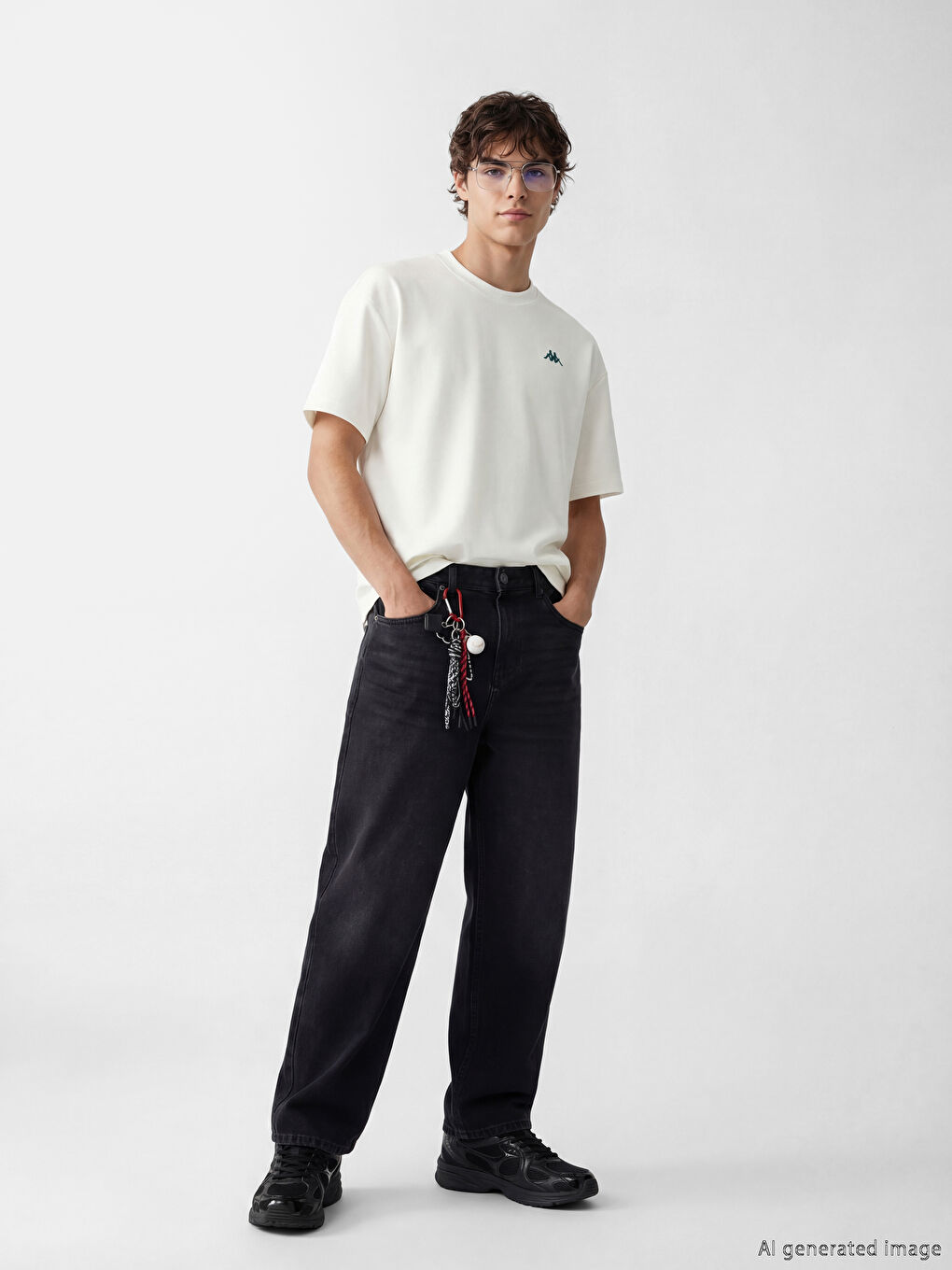 Ekru Bisiklet Yaka Baskılı Erkek Spor Tişört-1