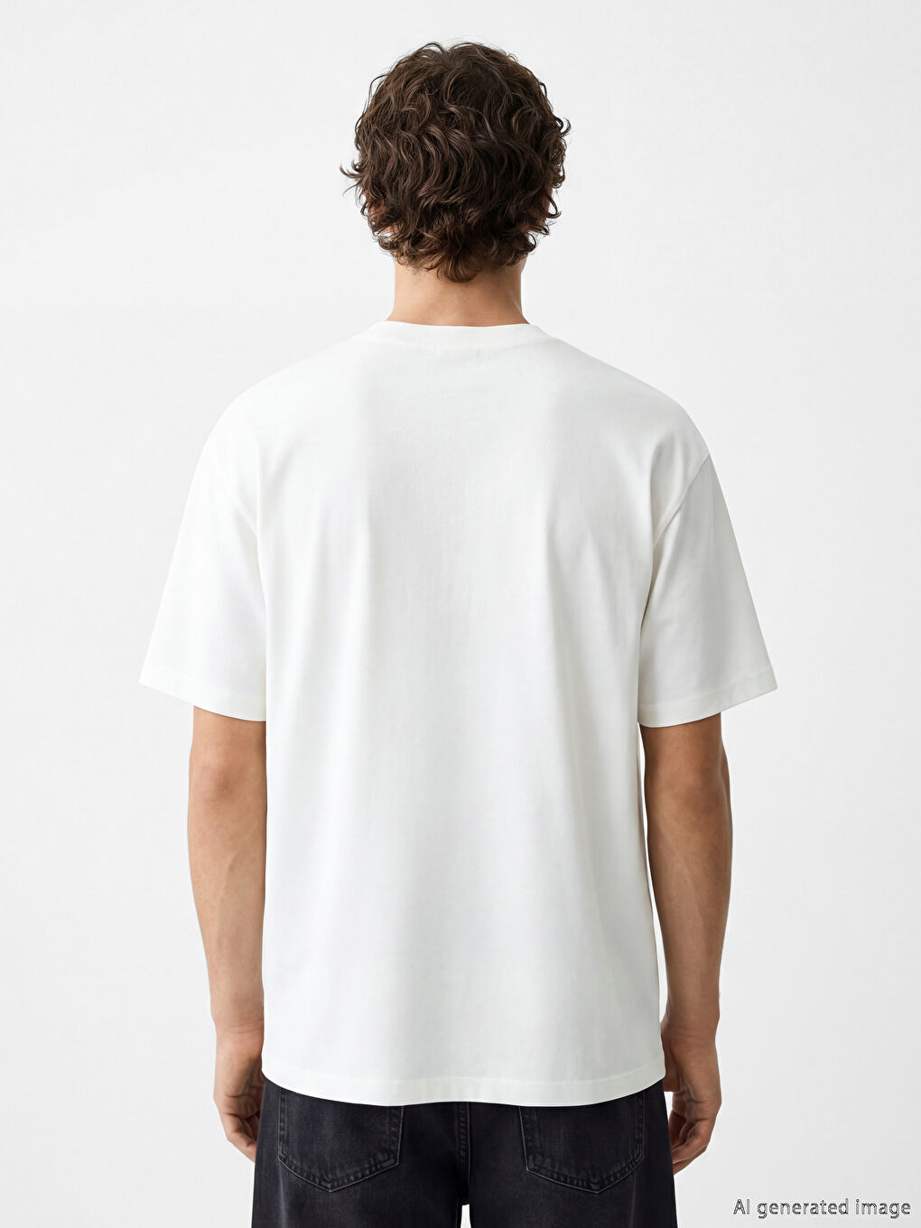 Ekru Bisiklet Yaka Baskılı Erkek Spor Tişört-3