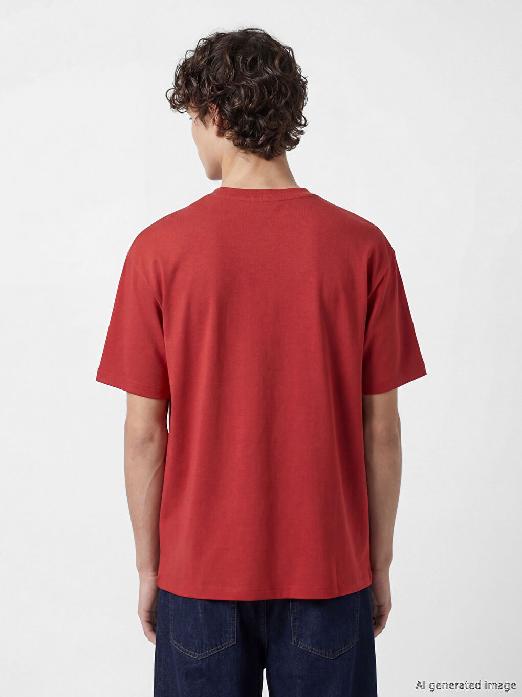 Kırmızı Bisiklet Yaka Baskılı Erkek Spor Tişört-3