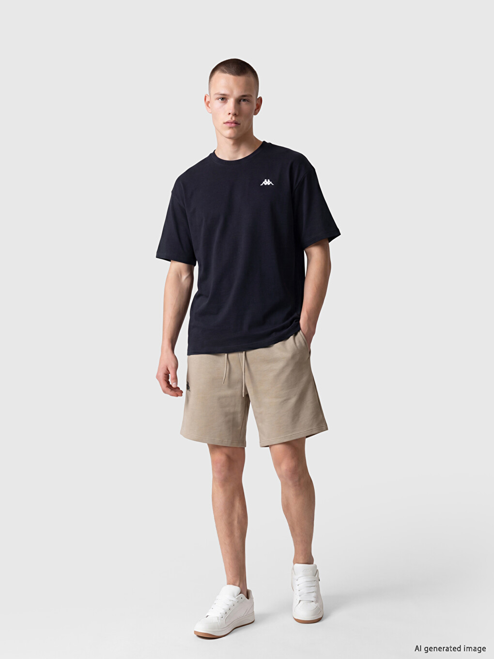 Lacivert Bisiklet Yaka Baskılı Unisex Spor Tişört-1