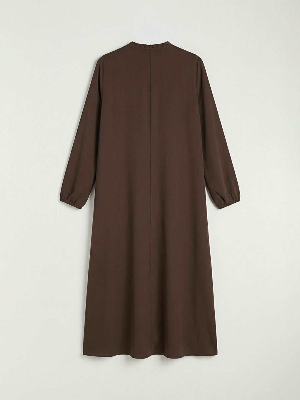Kahverengi Hakim Yaka Dikiş Detaylı Elbise-1