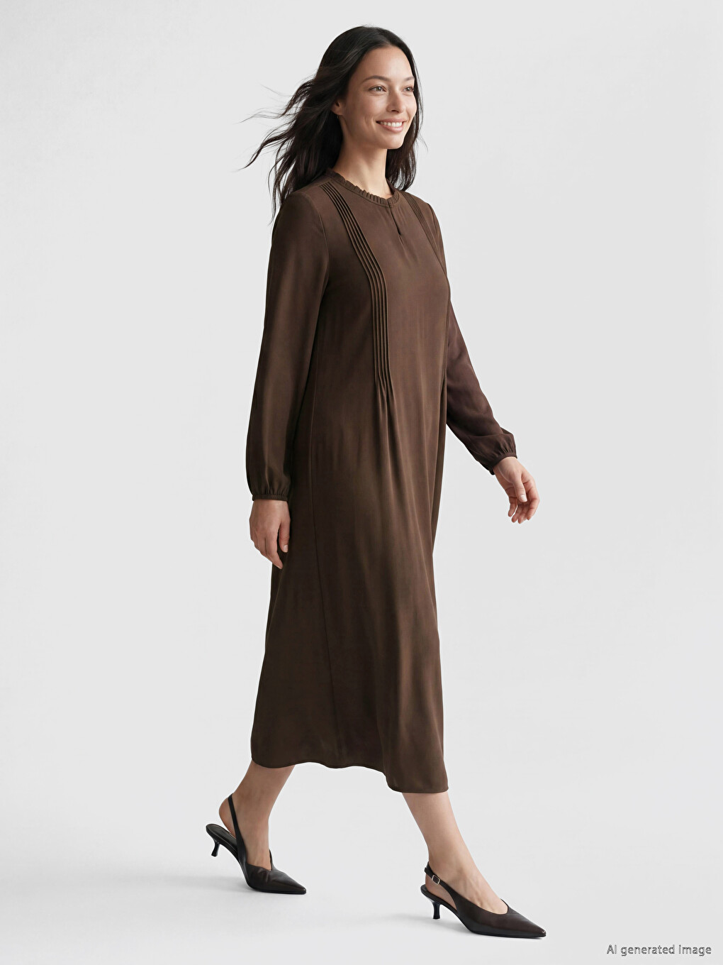 Grandad Collar Stitch Detailed Dress