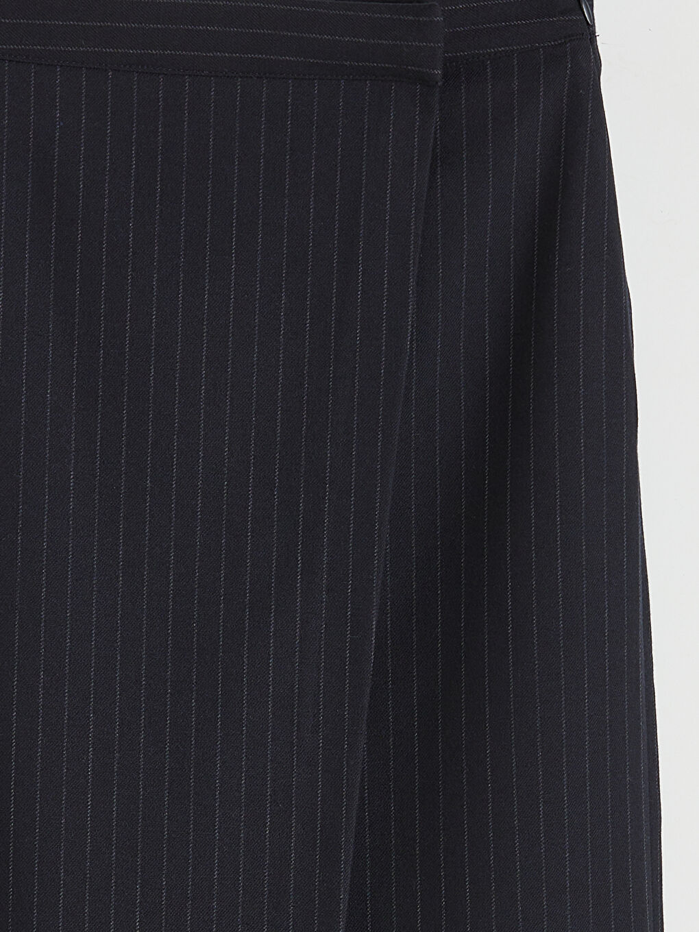 Lacivert Beli Fermuarlı Çizgili Etek-1