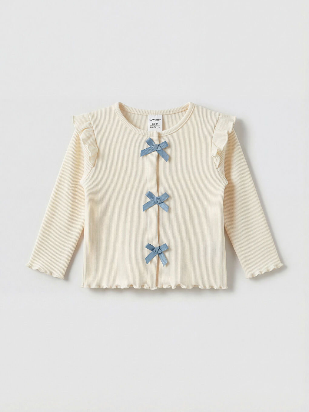 Ekru Fiyonklu Kız Bebek Tişört ve Tayt-1