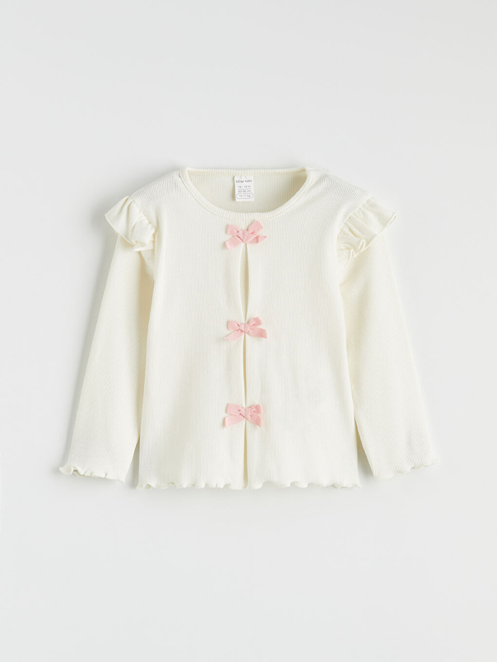 Ekru Fiyonklu Kız Bebek Bluz ve Tayt Pantolon-1