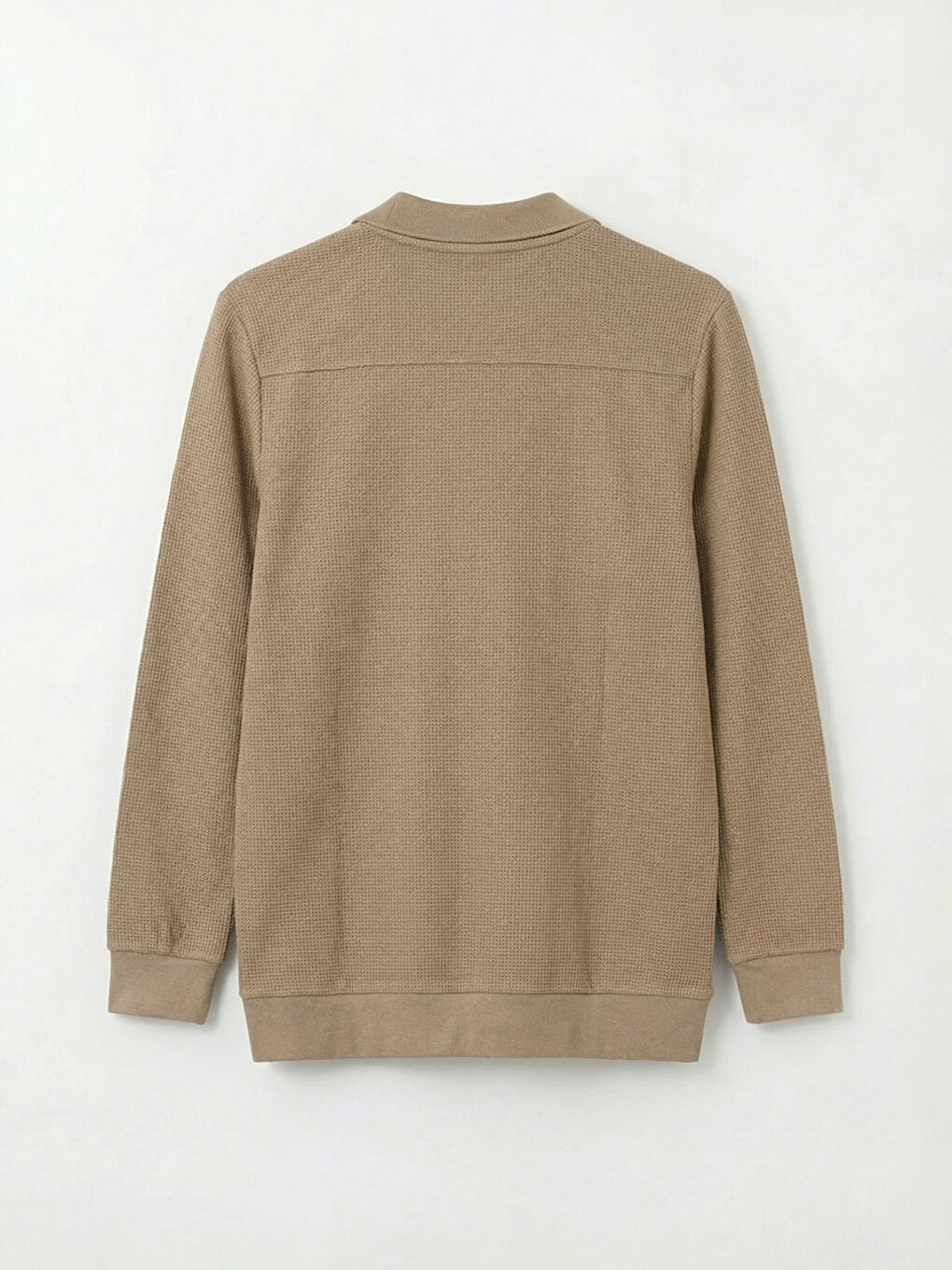 Bej Polo Yaka Erkek Sweatshirt-1