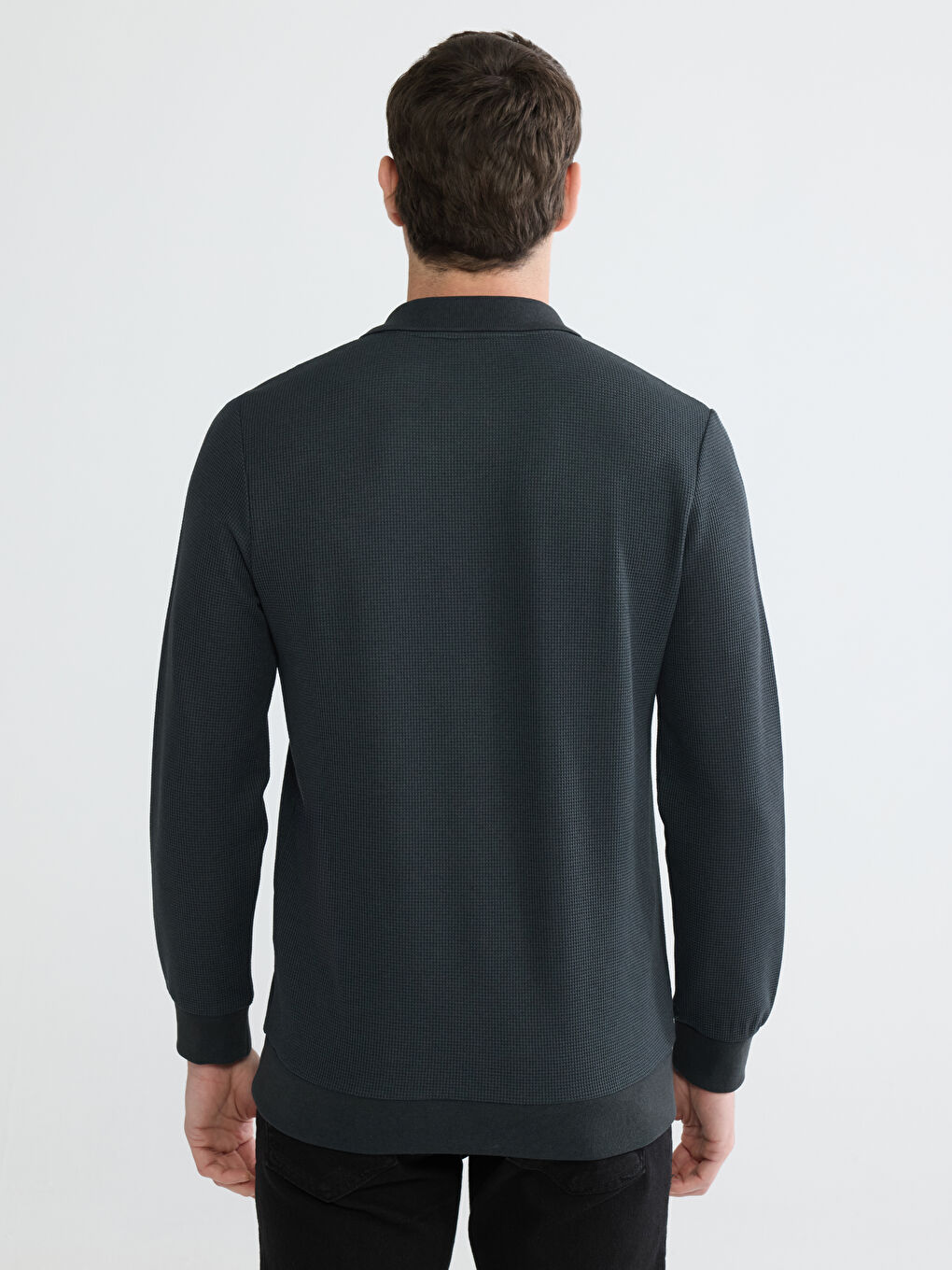 Antrasit Polo Yaka Erkek Sweatshirt-3