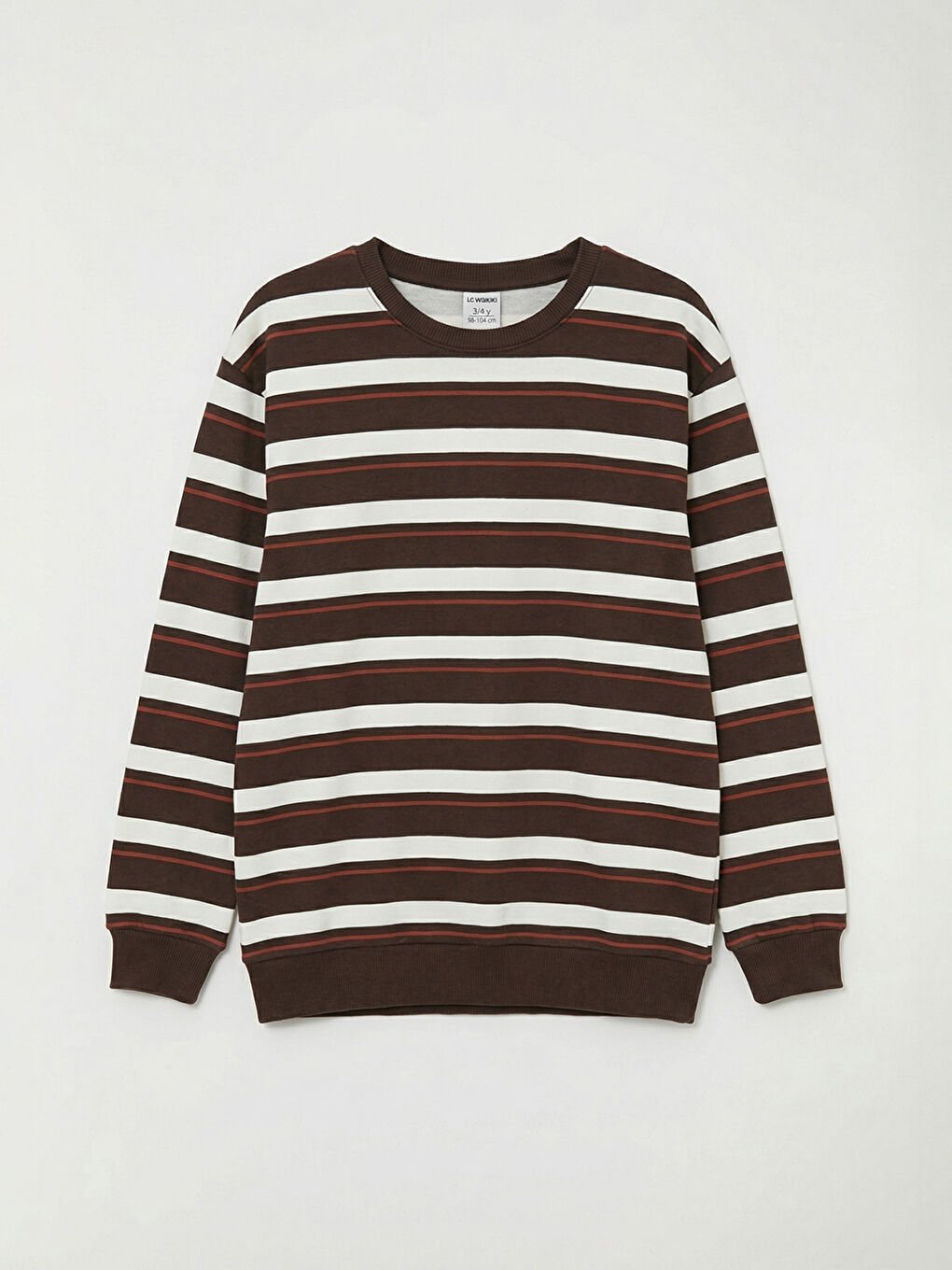 Kahverengi Bisiklet Yaka Çizgili Erkek Çocuk Tişört