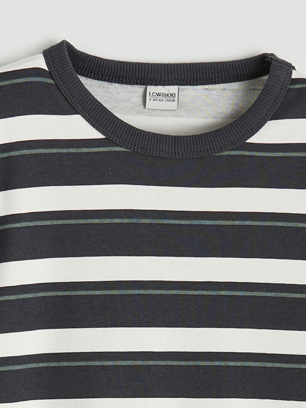 Gri Bisiklet Yaka Çizgili Erkek Çocuk Tişört-2