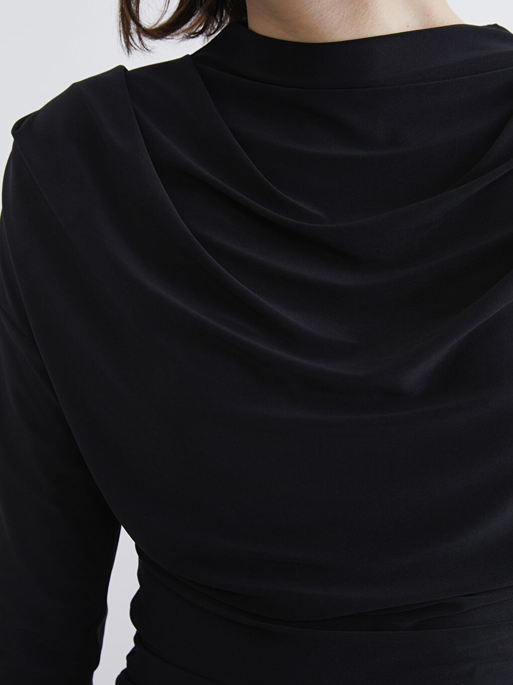 High-neck gathered blouse-2