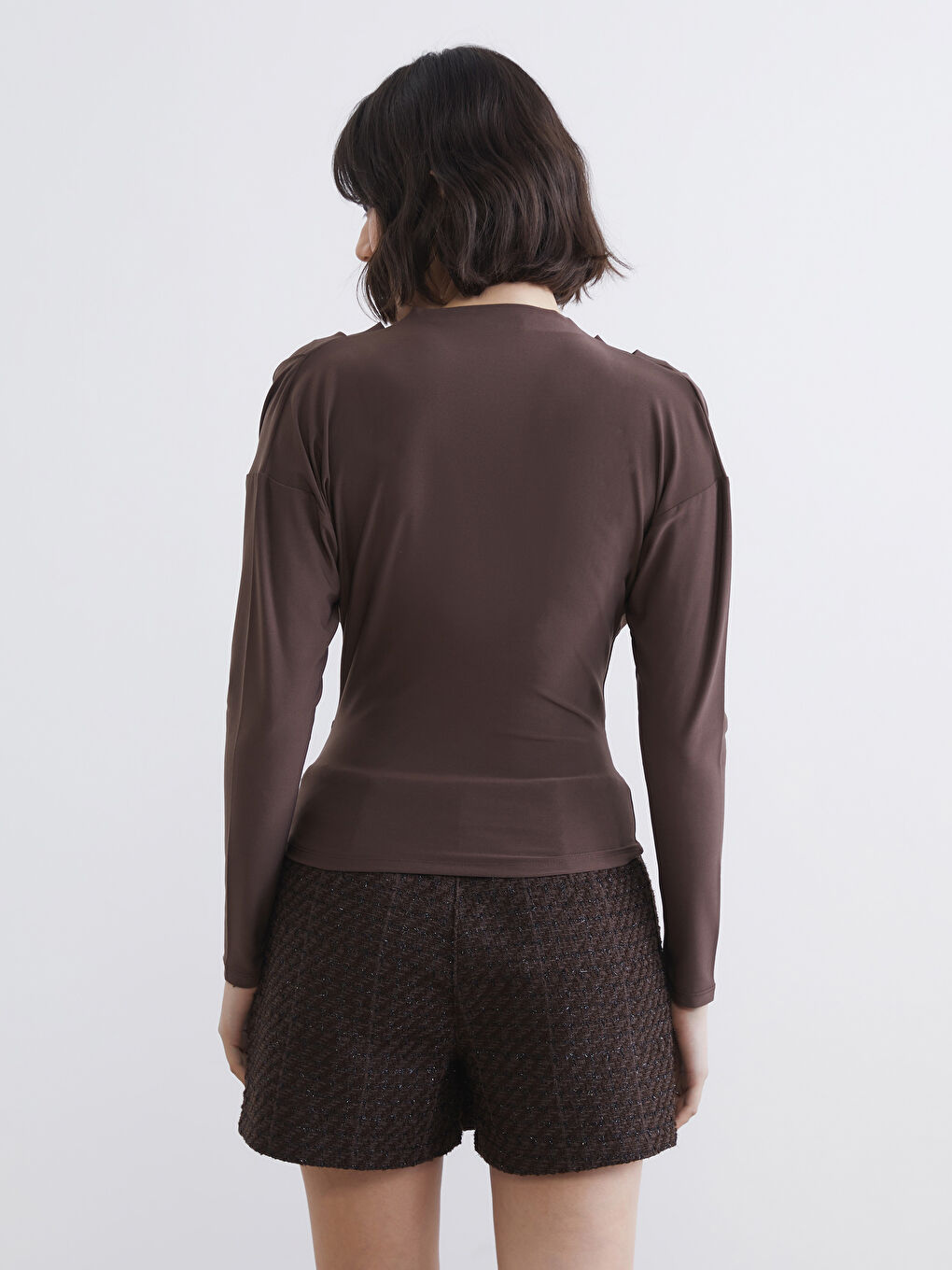 High-Neck Ruched Blouse-3