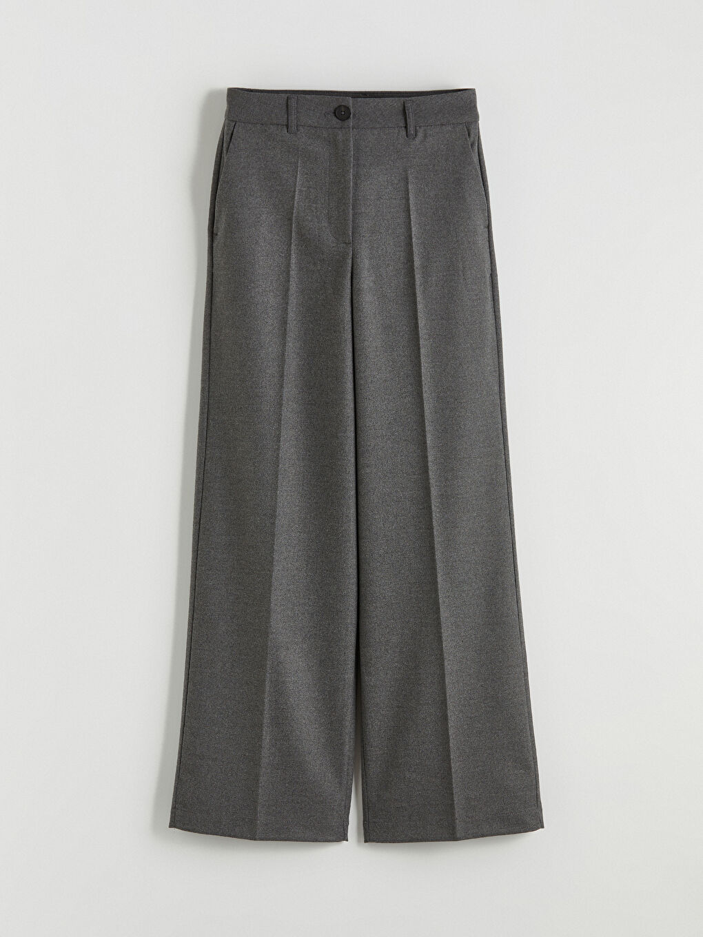 Gri Yüksek Bel Geniş Paça Kadın Pantolon-4