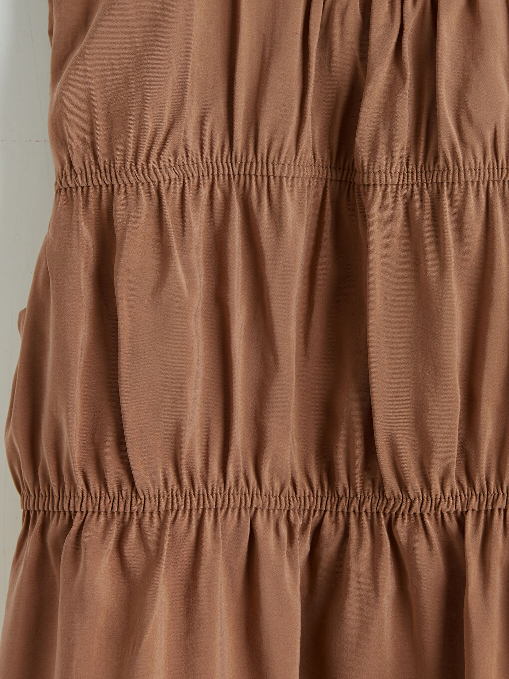 Kahverengi Fırfırlı Yaka Taşlı Kız Çocuk Gabardin Elbise-2