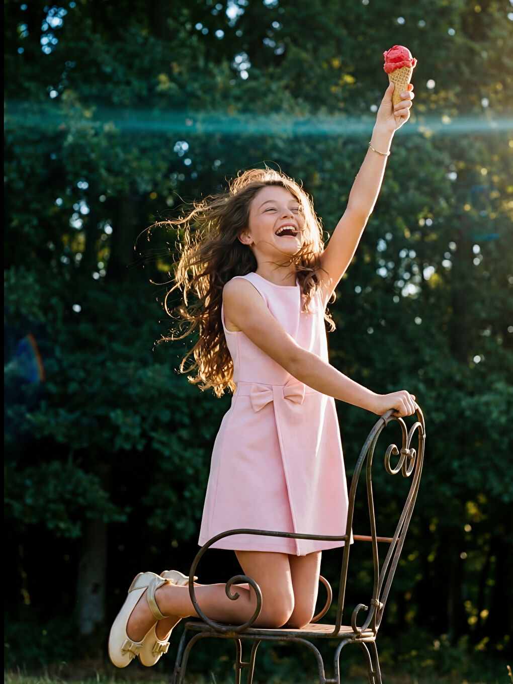 Pembe Fiyonklu Kız Çocuk Elbise-1