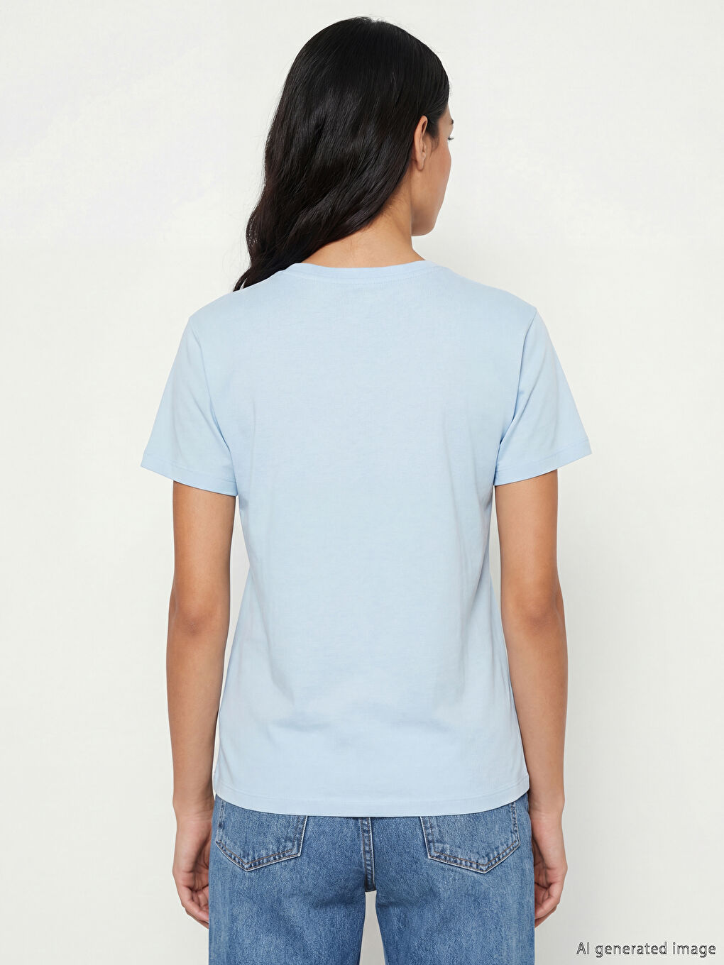 Mavi Cinnamoroll Baskılı Kadın Tişört-3