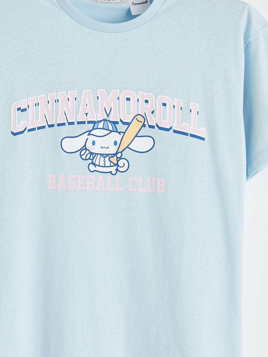 Mavi Bisiklet Yaka Cinnamoroll Baskılı Kadın Tişört-2