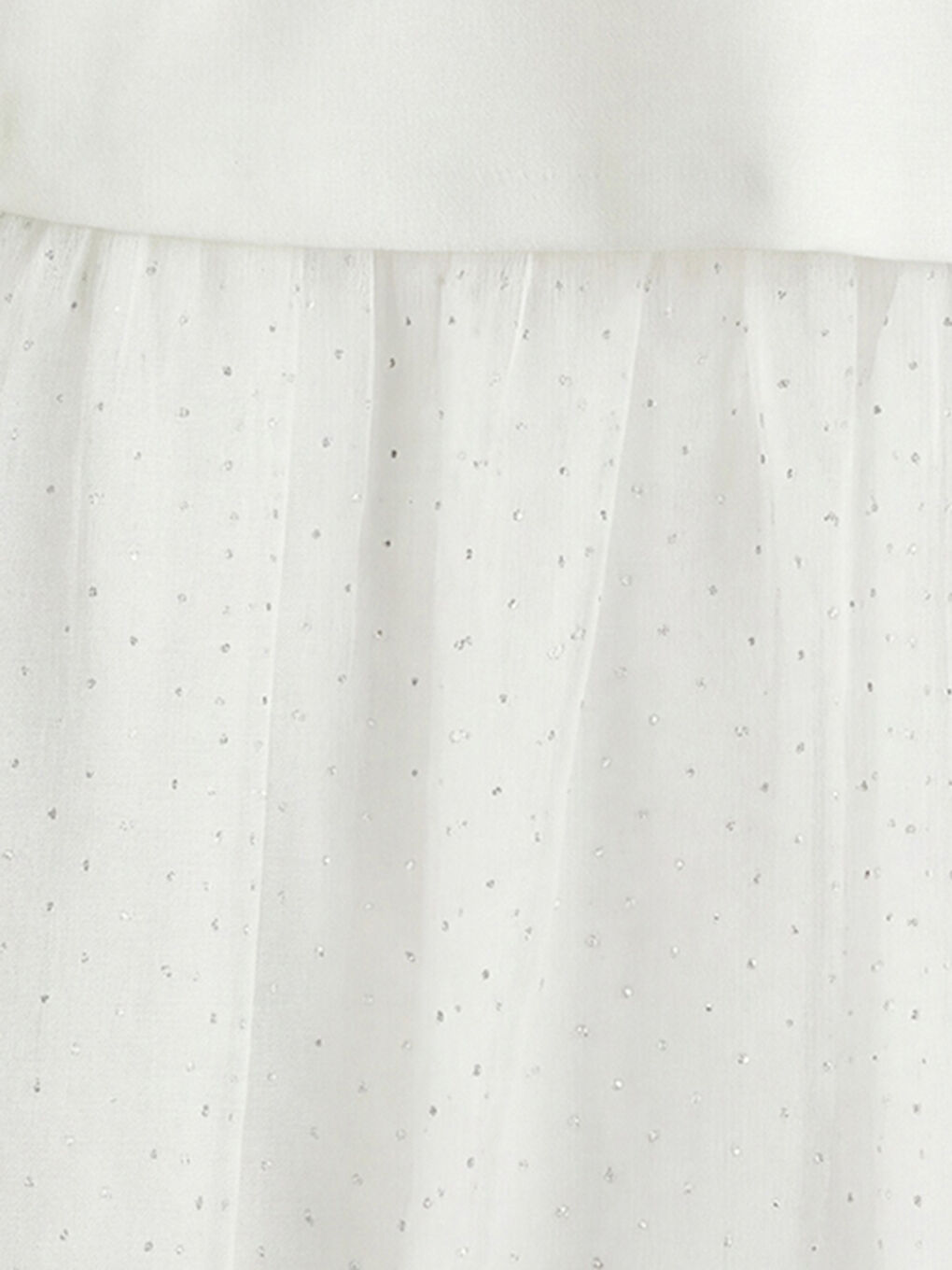 Beyaz Bisiklet Yaka Tül Detaylı Kız Çocuk Elbise-2