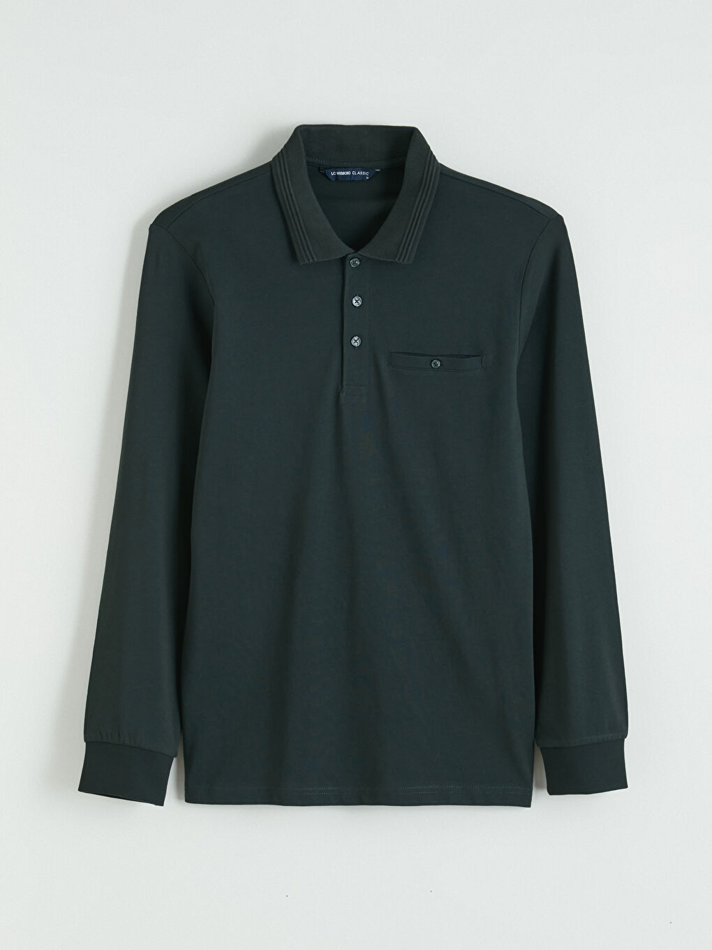 Yeşil Polo Yaka Uzun Kollu Erkek Tişört