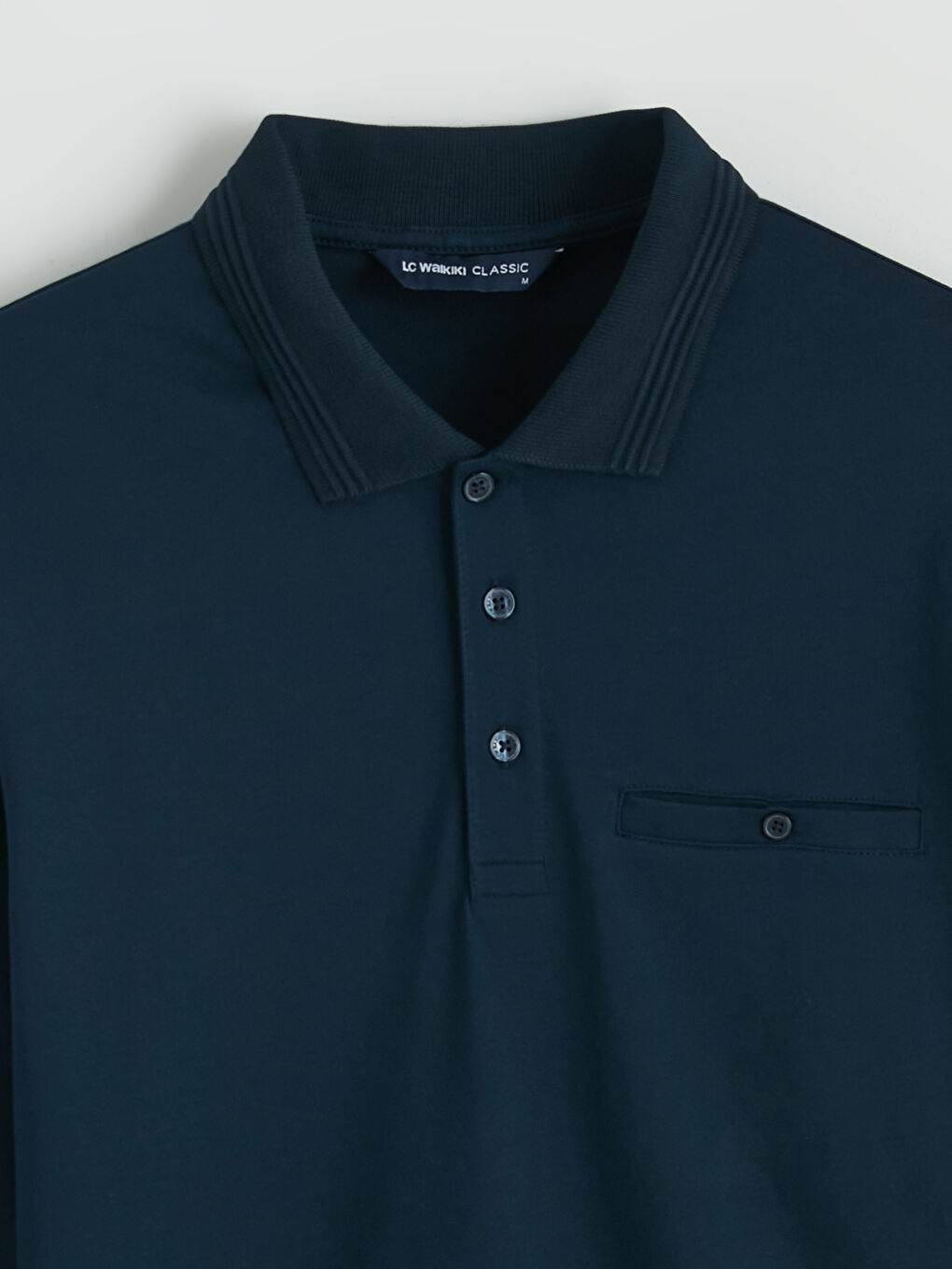 Lacivert Polo Yaka Uzun Kollu Erkek Tişört-5