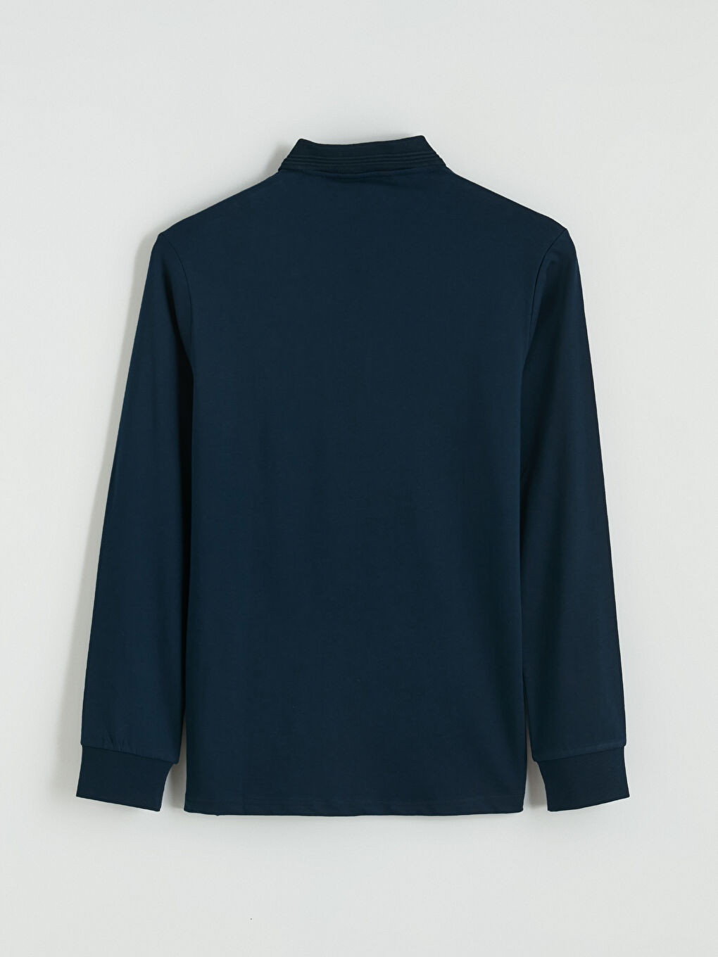 Lacivert Polo Yaka Uzun Kollu Erkek Tişört-6