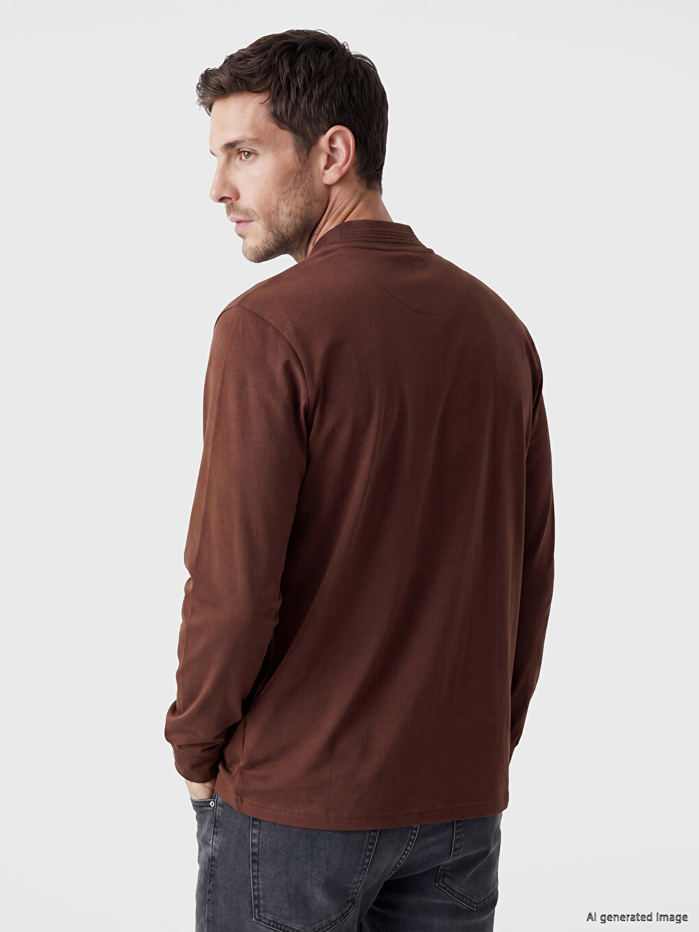 Bordo Polo Yaka Uzun Kollu Erkek Tişört-5