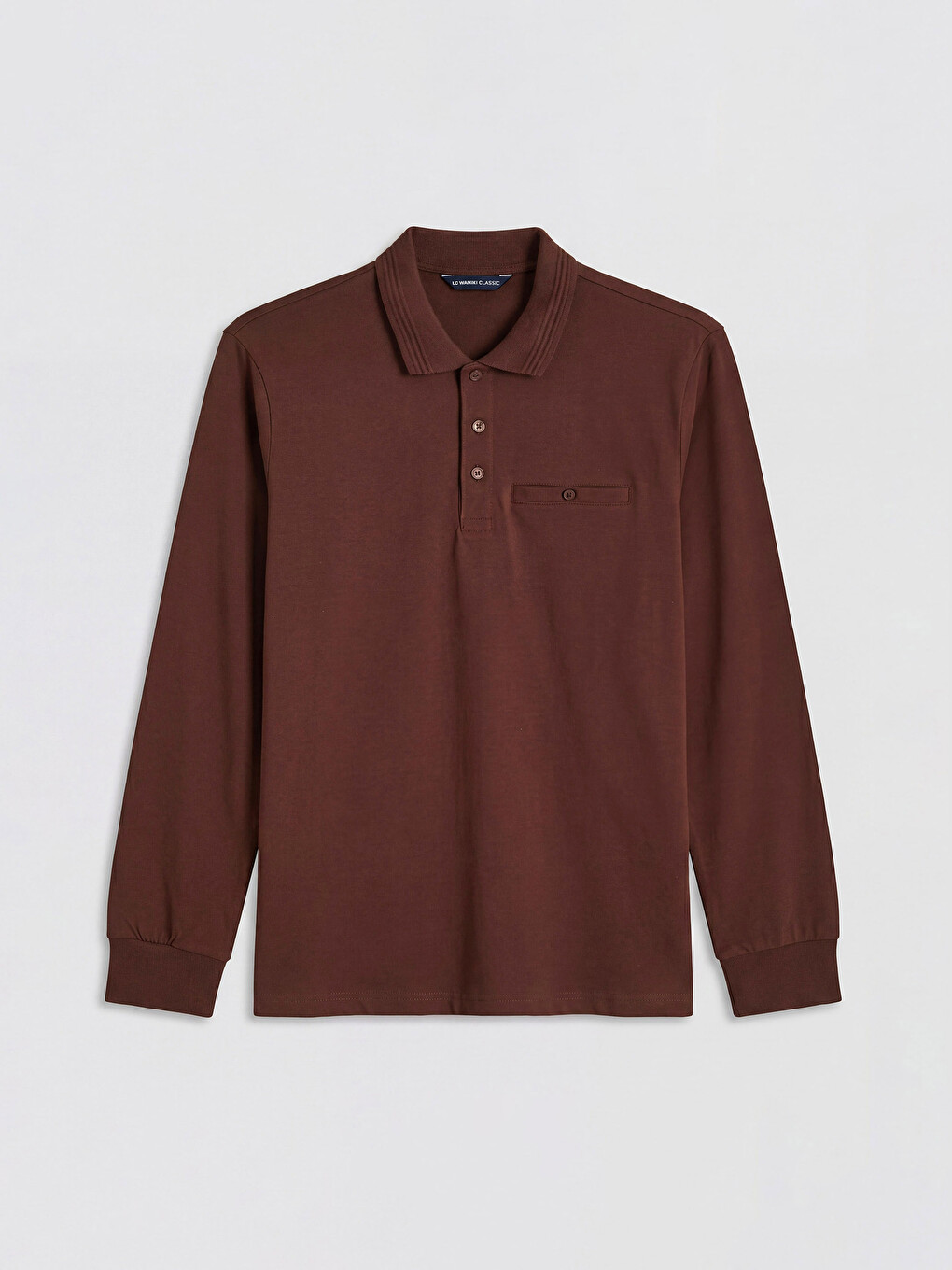 Bordo Polo Yaka Uzun Kollu Erkek Tişört-7