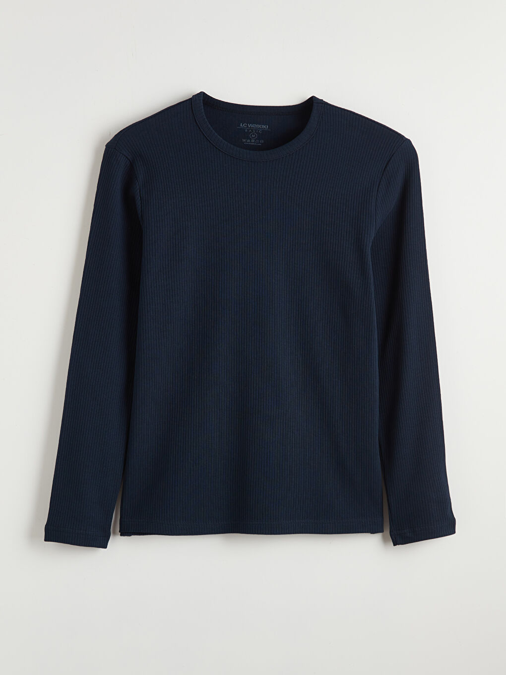 Lacivert Bisiklet Yaka Uzun Kollu Erkek Tişört