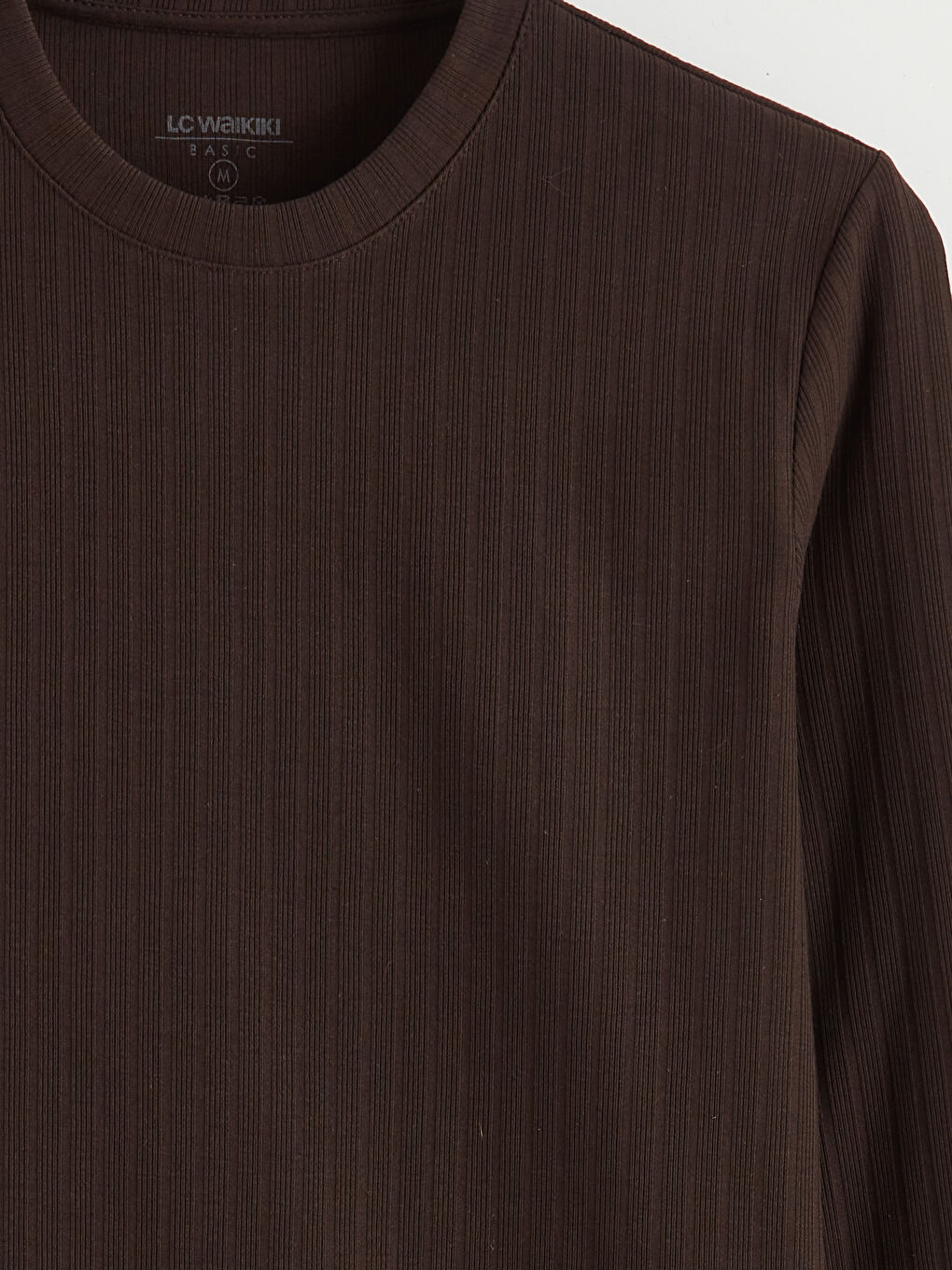 Kahverengi Bisiklet Yaka Ribana Erkek Tişört-1