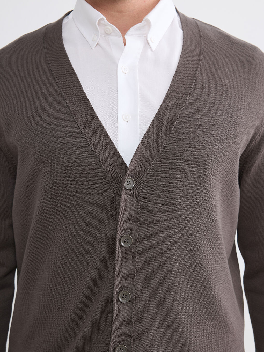 Kahverengi Standart Kalıp Erkek Triko Hırka-2