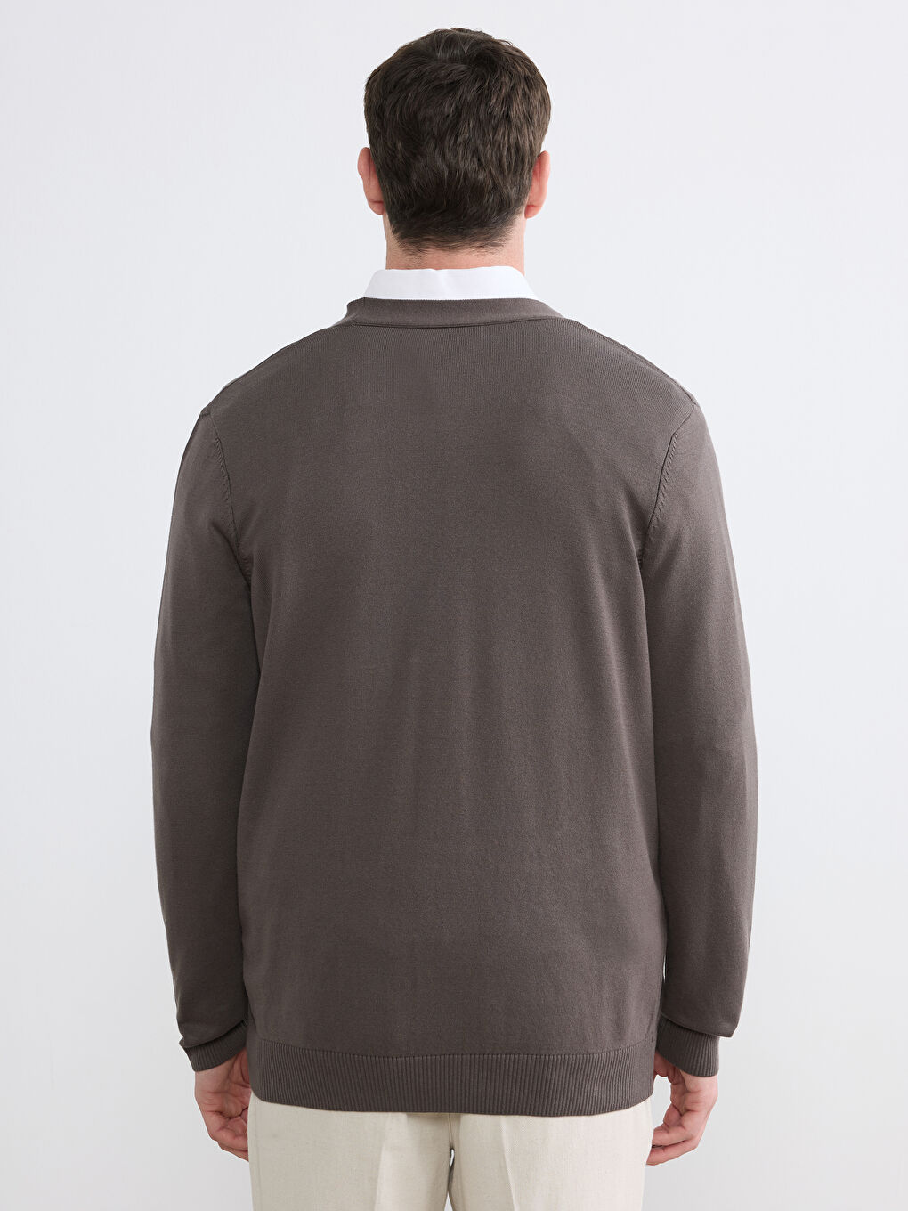 Kahverengi Standart Kalıp Erkek Triko Hırka-3