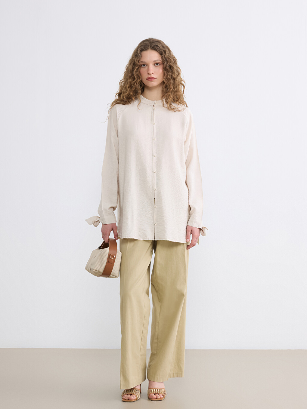 Grandad Collar Blouse-1