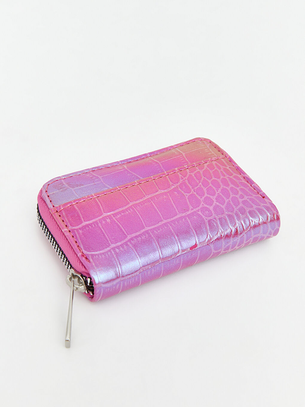 Fuşya Kroko Desenli Kız Çocuk Cüzdan-1