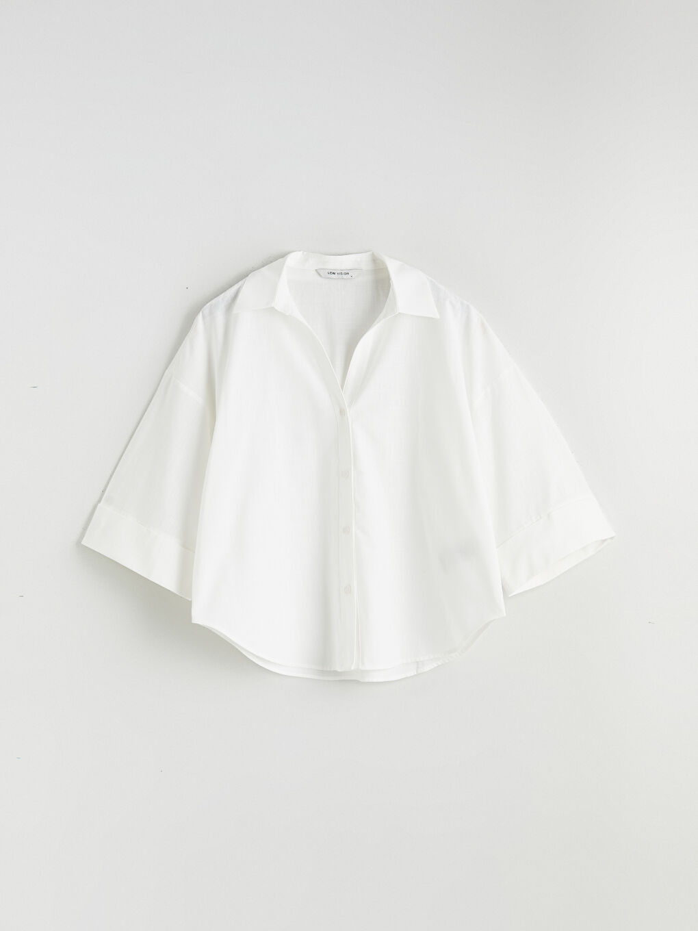 Ekru Oversize Poplin Kadın Gömlek-4