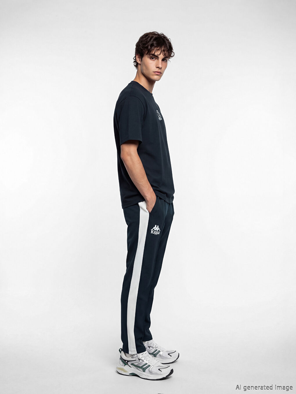 Lacivert Standart Kalıp Baskılı Erkek Eşofman Altı