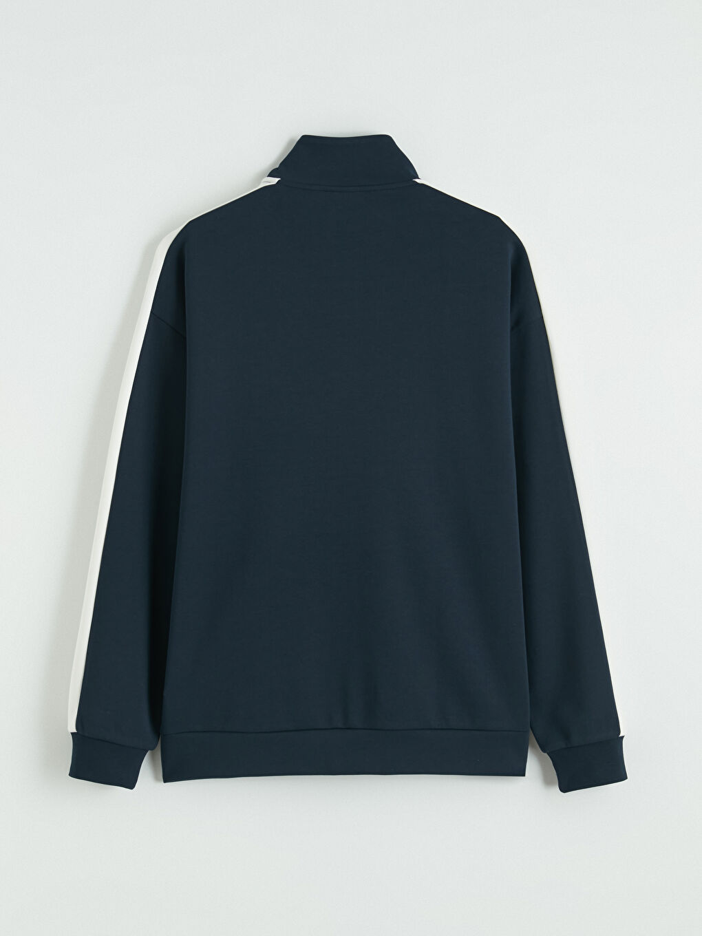 Lacivert Dik Yaka Erkek Fermuarlı Sweatshirt-2