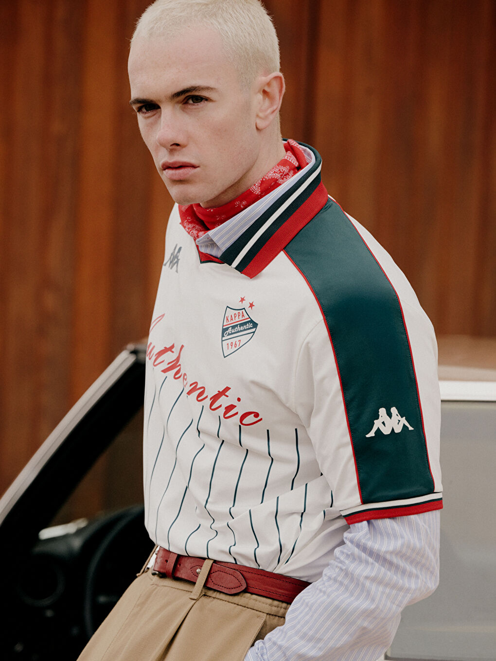 Ekru Polo Yaka Baskılı Erkek Spor Tişört-2